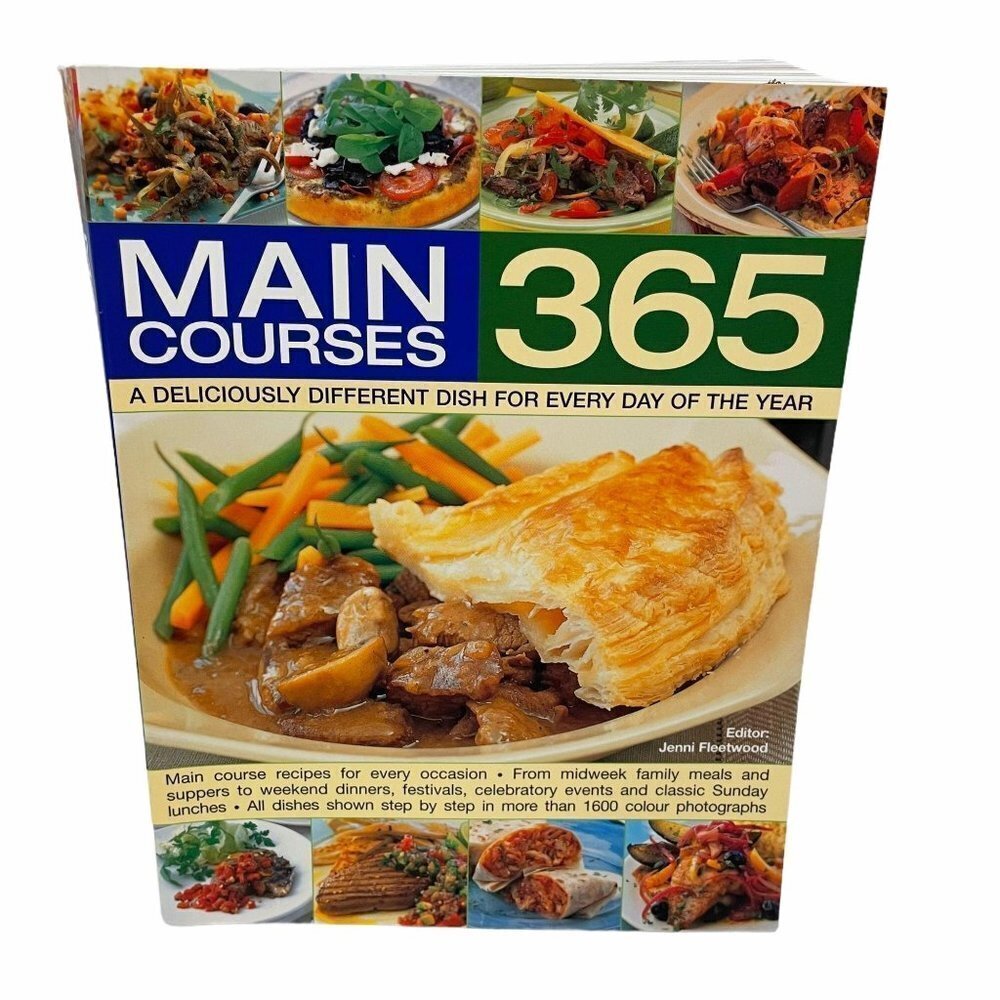 Hermes House 365 Main Courses Cookbook Jenni Fleetwood OS Multicolor Illustrated